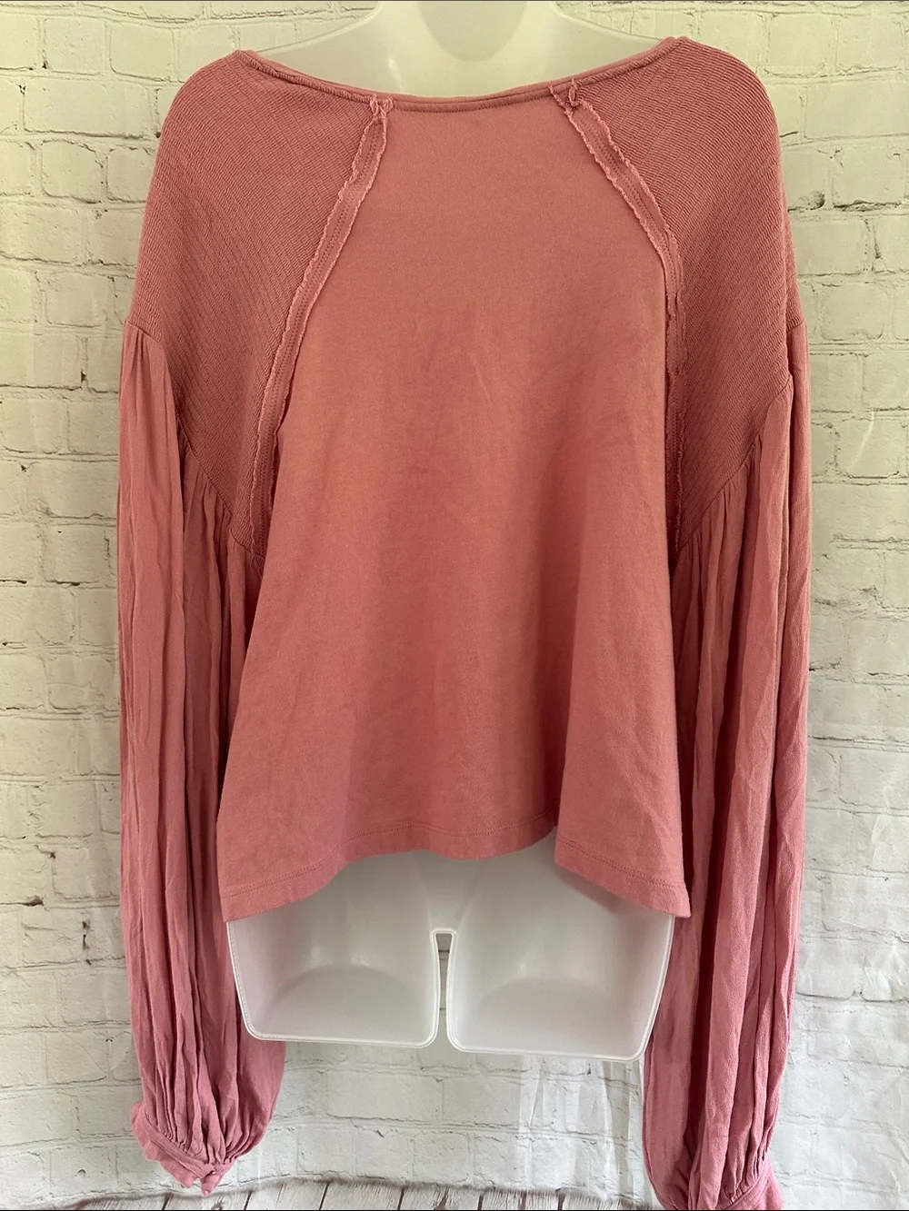 Free People Pink V-Neck Lightweight Sweatshirt